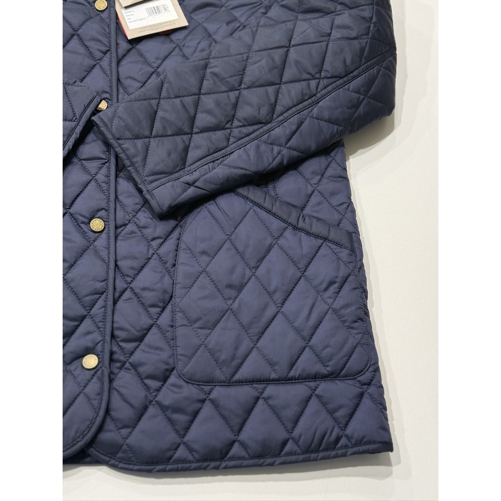 Hunter Rachel Quilted Jacket Women M Blue Snap Button Mid-Length Nylon Coat - Picture 8 of 15